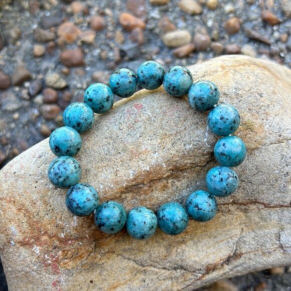NEW! Green Jasper Apatite Stone Beaded Bracelet - Picture 3 of 5
